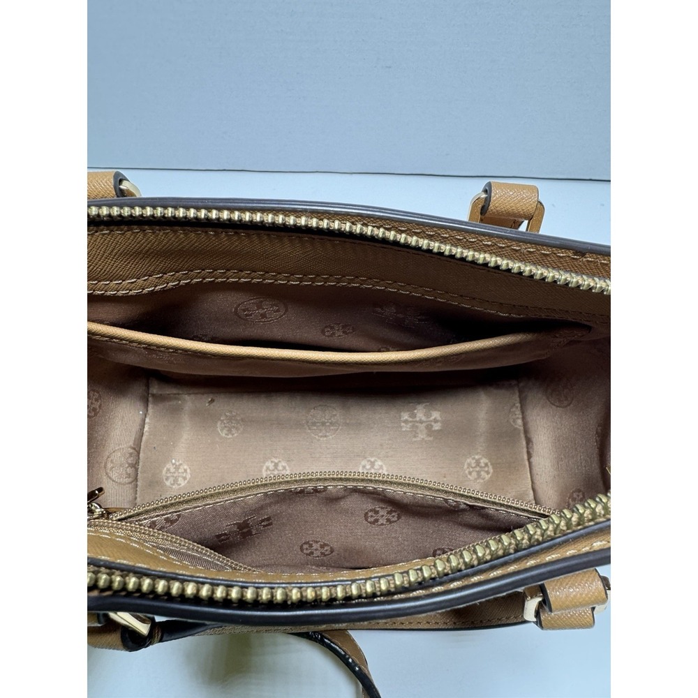 Tory Burch Emerson Mini Top Zip Tan Camel Purse Tote Bag with Strap - Picture 3 of 6